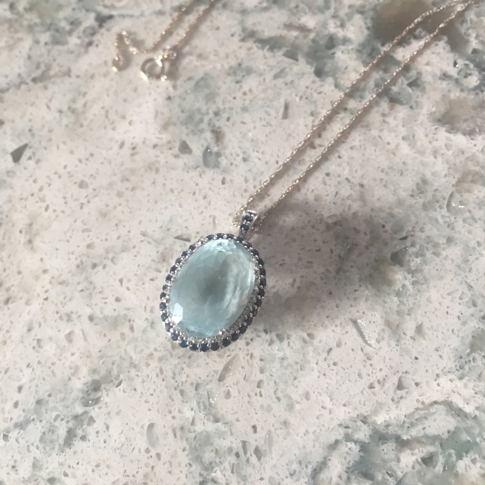 Le Vian Blue Topaz Sapphire Diamond Pendant