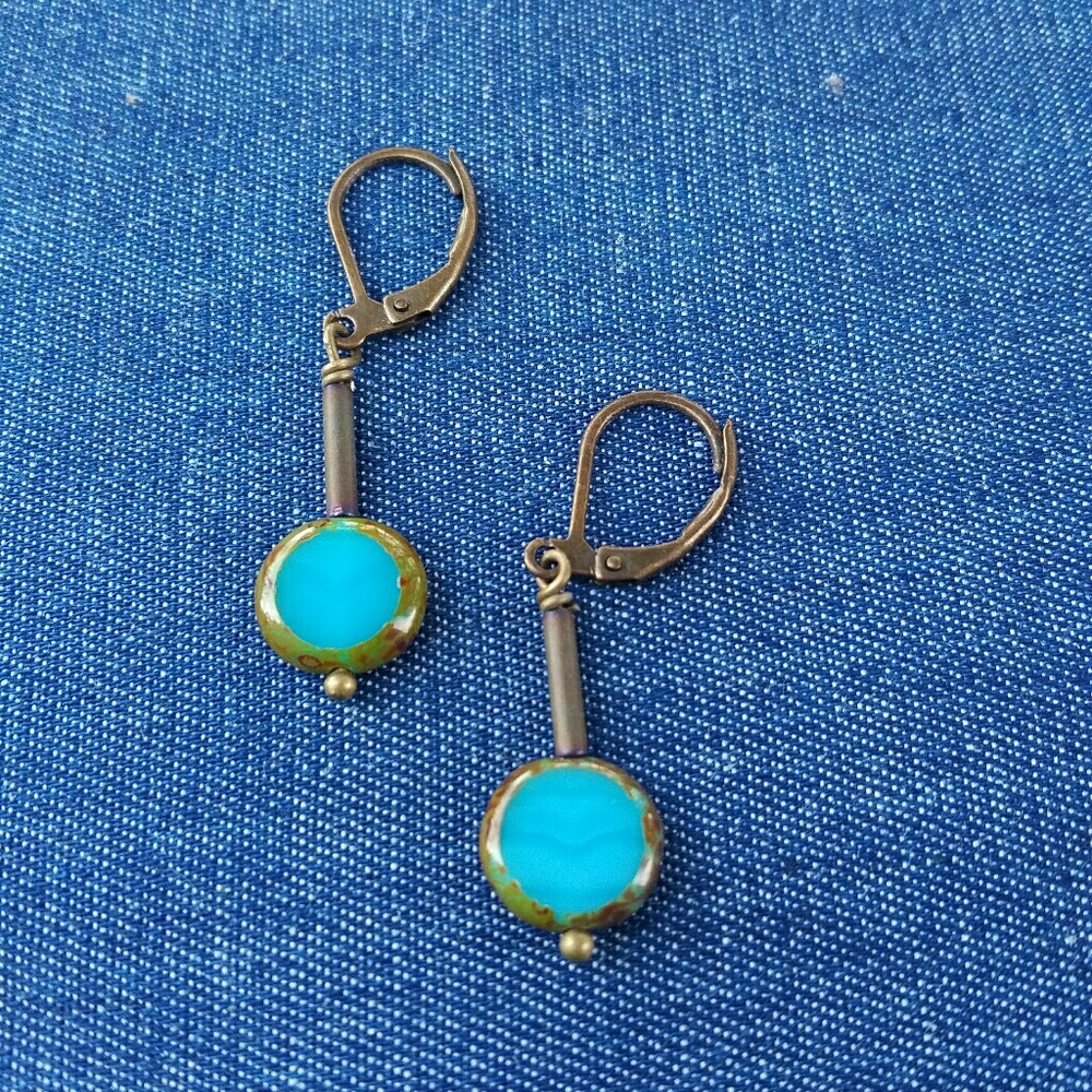 Earrings- Czech Glass and Japanese Bugle Bead