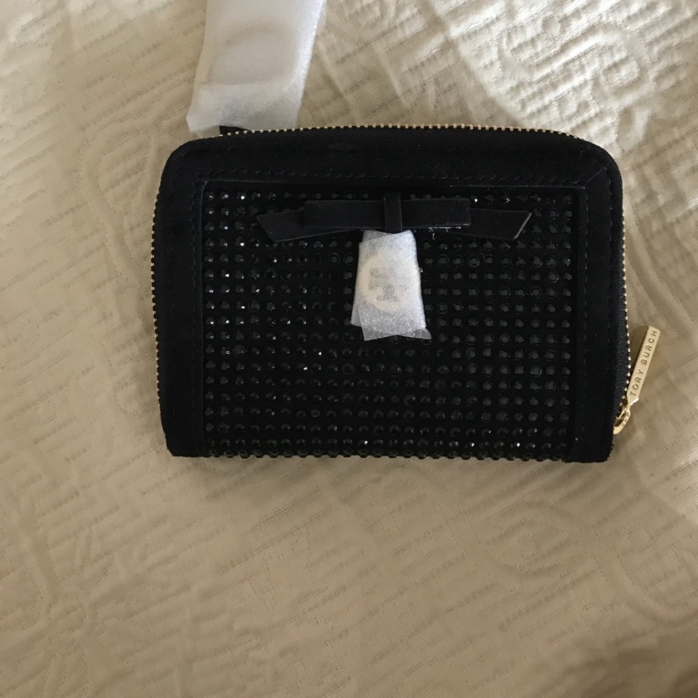 Tory burch all over crystal zip coincase