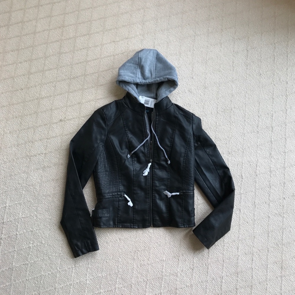 Buffalo faux leather hooded leather jacket!