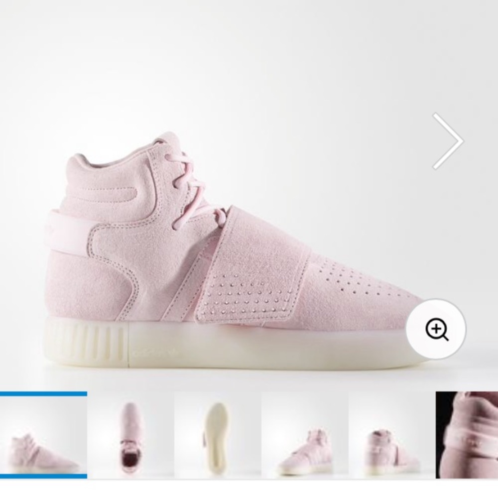 Pink Adidas Tubular invader strap shoes