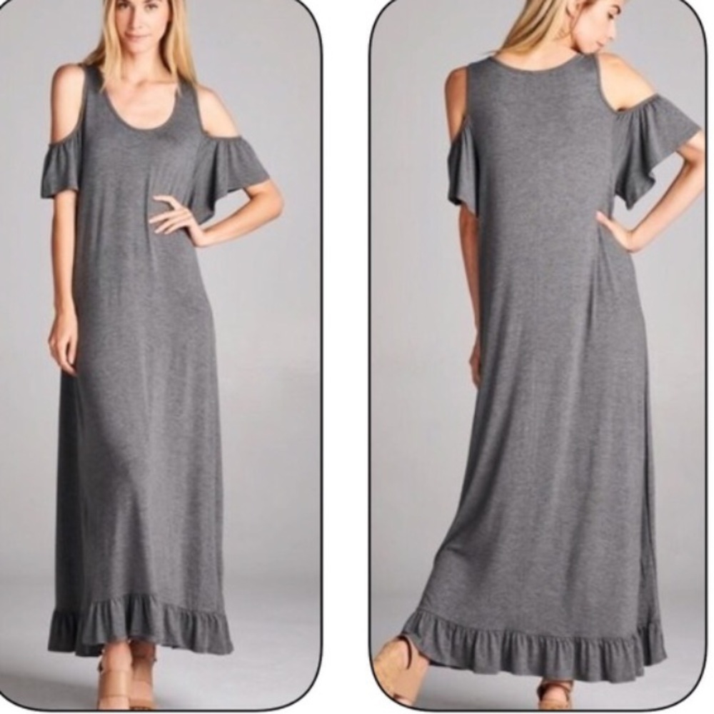 Grey cold shoulder maxi