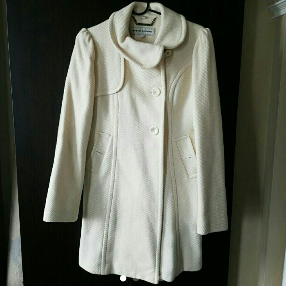 STEVE MADDEN cream wool coat