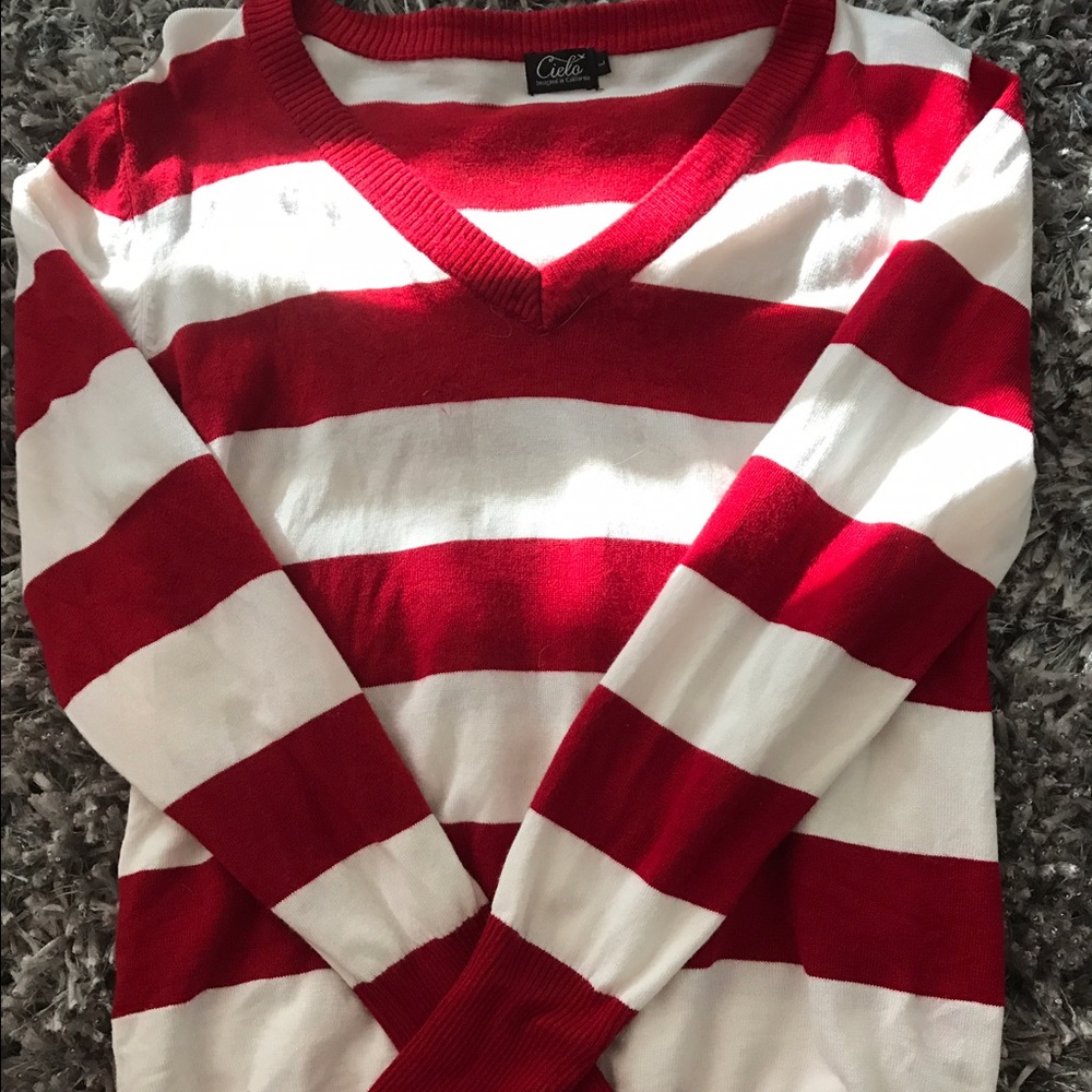 Striped v neck sweater