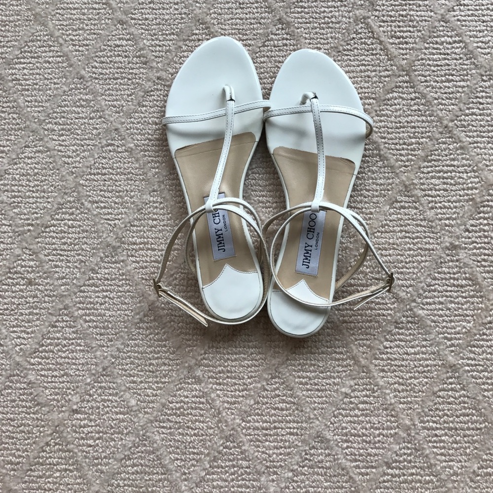 Jimmy Choo, white ankle strap  sandals
