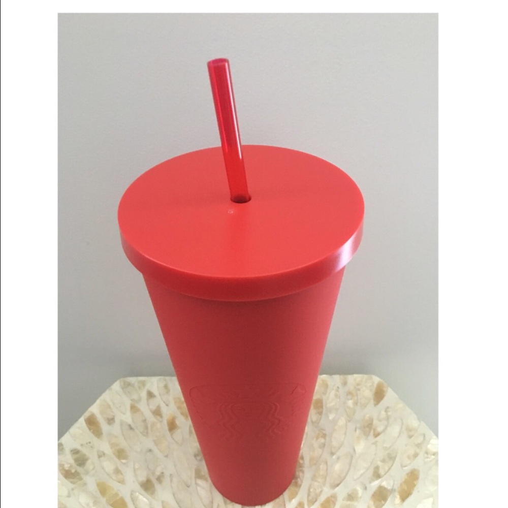 Starbucks Matte Red Plastic Tumbler • Venti 24 Oz - Picture 2 of 4