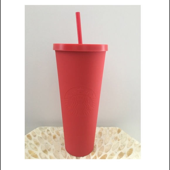Starbucks Other - Starbucks Matte Red Plastic Tumbler • Venti 24 Oz