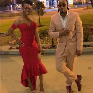 Red Size Small Off The Shoulder Evening Gown