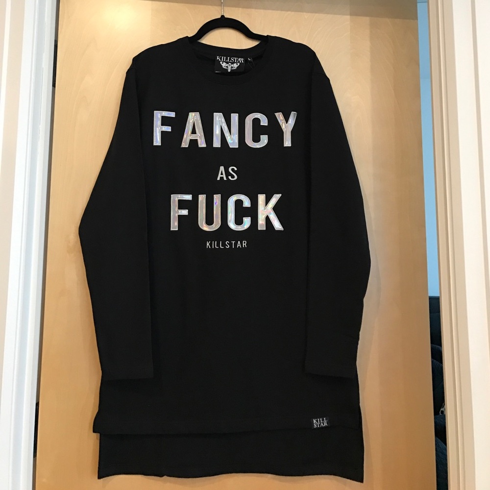 Black Long Sleeved "Fancy AF" X-Long Sweatshirt