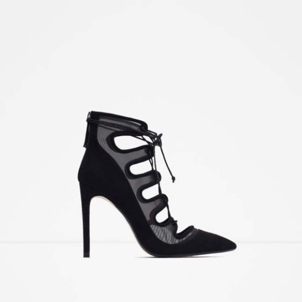 Zara Zapato Tacon Acordonado Rejilla