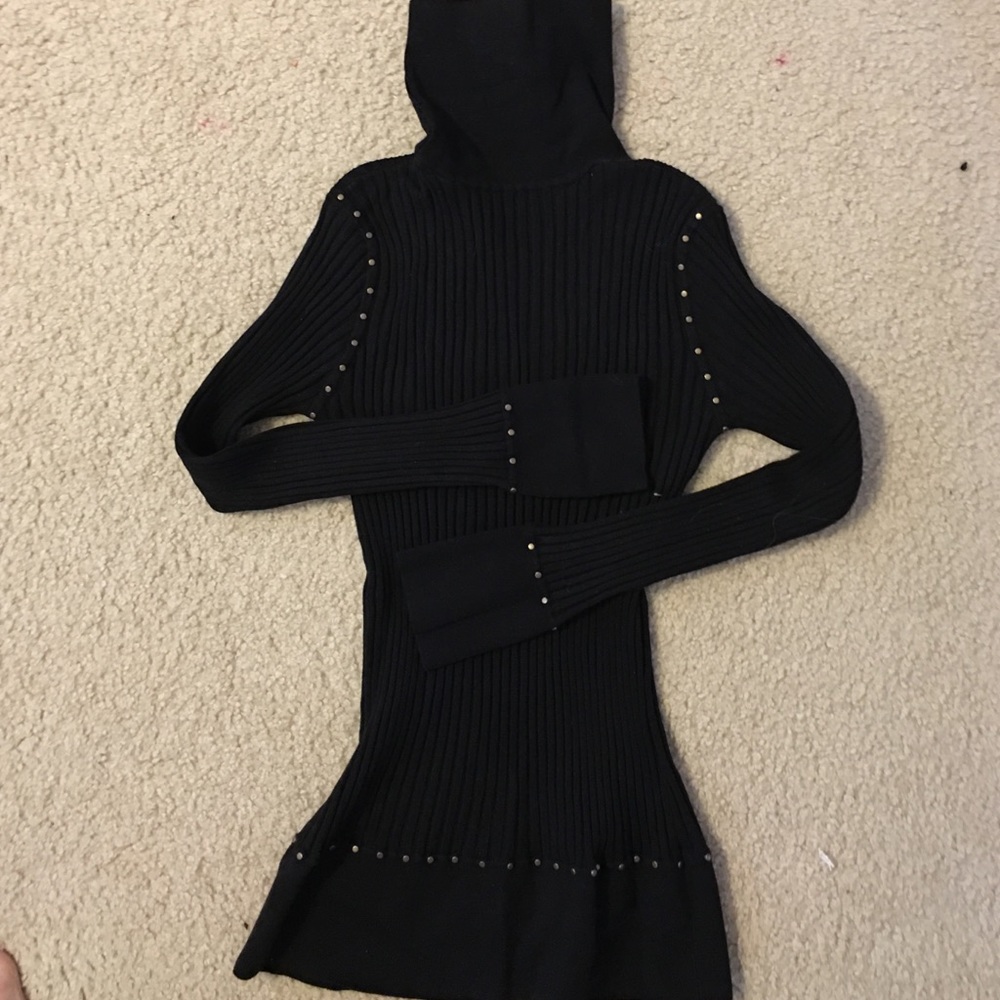 Elegant Black gold beaded turtleneck