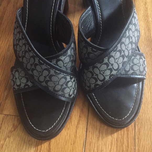 COACH DEDE MINI C LOGO BLACK HIGH HEEL SHOES - Picture 3 of 8