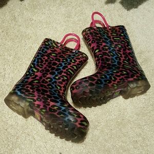 Light up Rainbow Leopard rainboots
