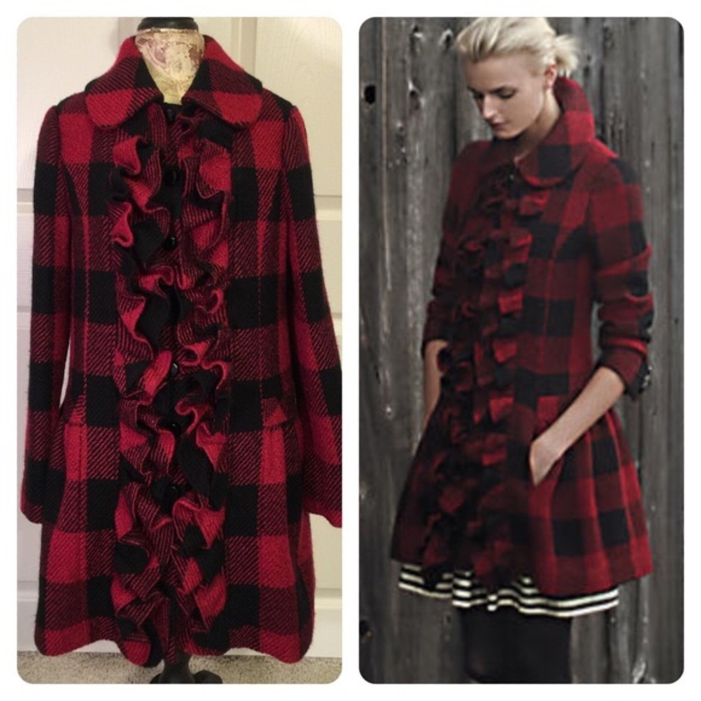 Plenty By Tracy Reese plaid coat with peplum
