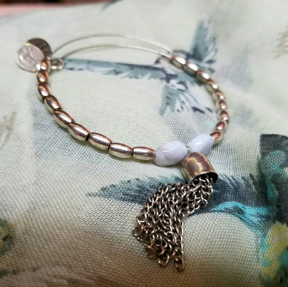 Silver and Blue Fringe Bracelet