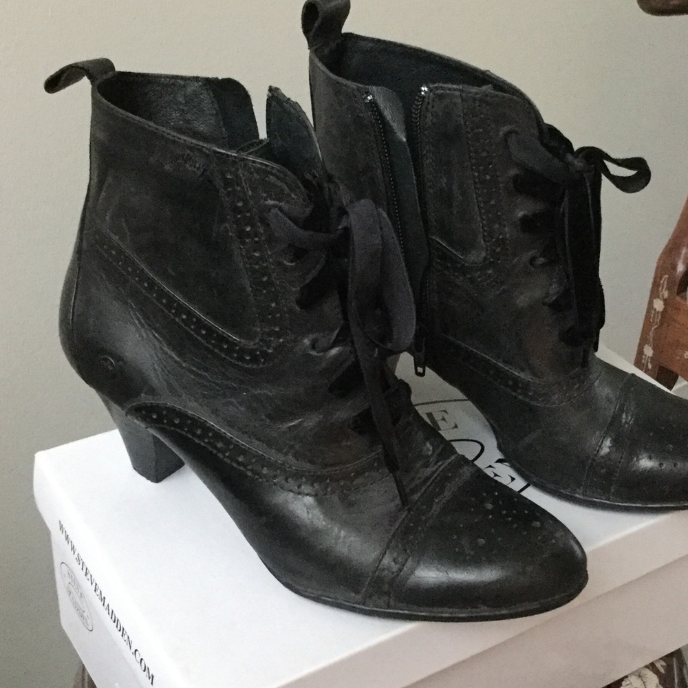 Black Lace up Booties by Botti.great detail !