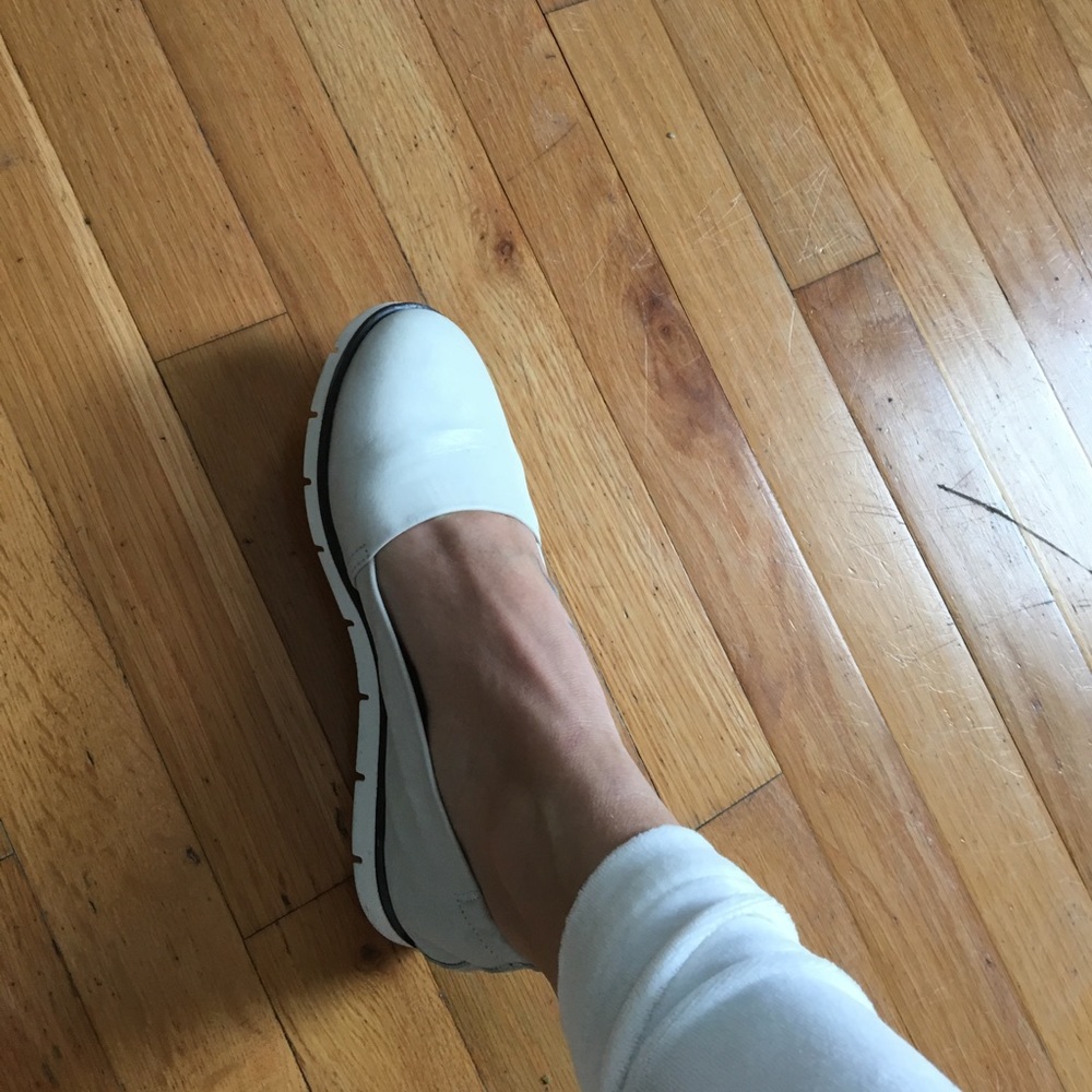Leather flats, made in Poland, ivory