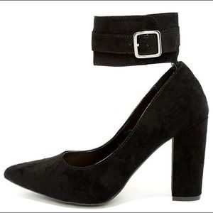 Suede Ankle Chunky Heels