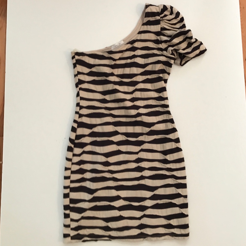 NEW BodyCon mini dress- Gray & Cream-S