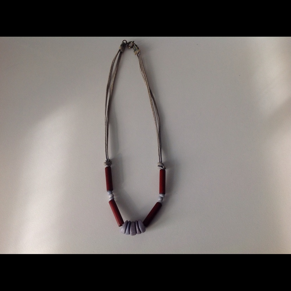 Blue and Brown Beaded Stone Choker