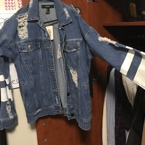 Distressed jean jacket