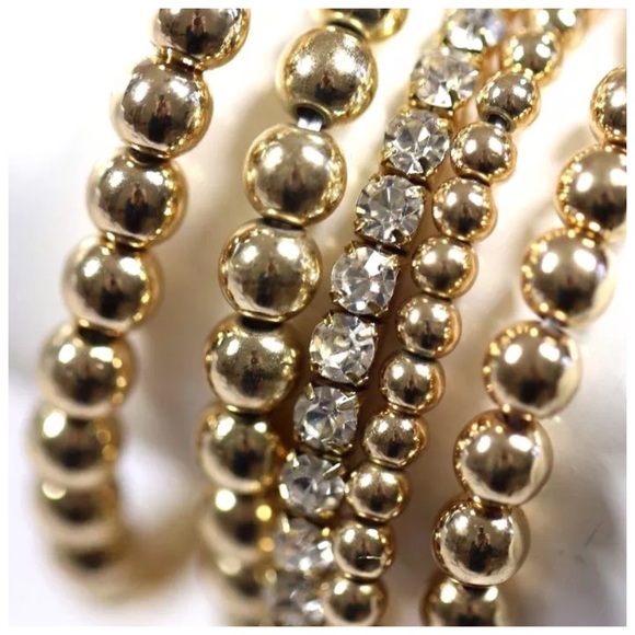 D1 Gold Bead Crystal Starfish Stacking Bracelet - Picture 3 of 4