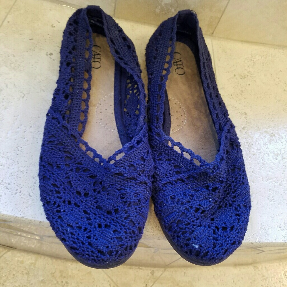 Blue Chochet Slip Ons