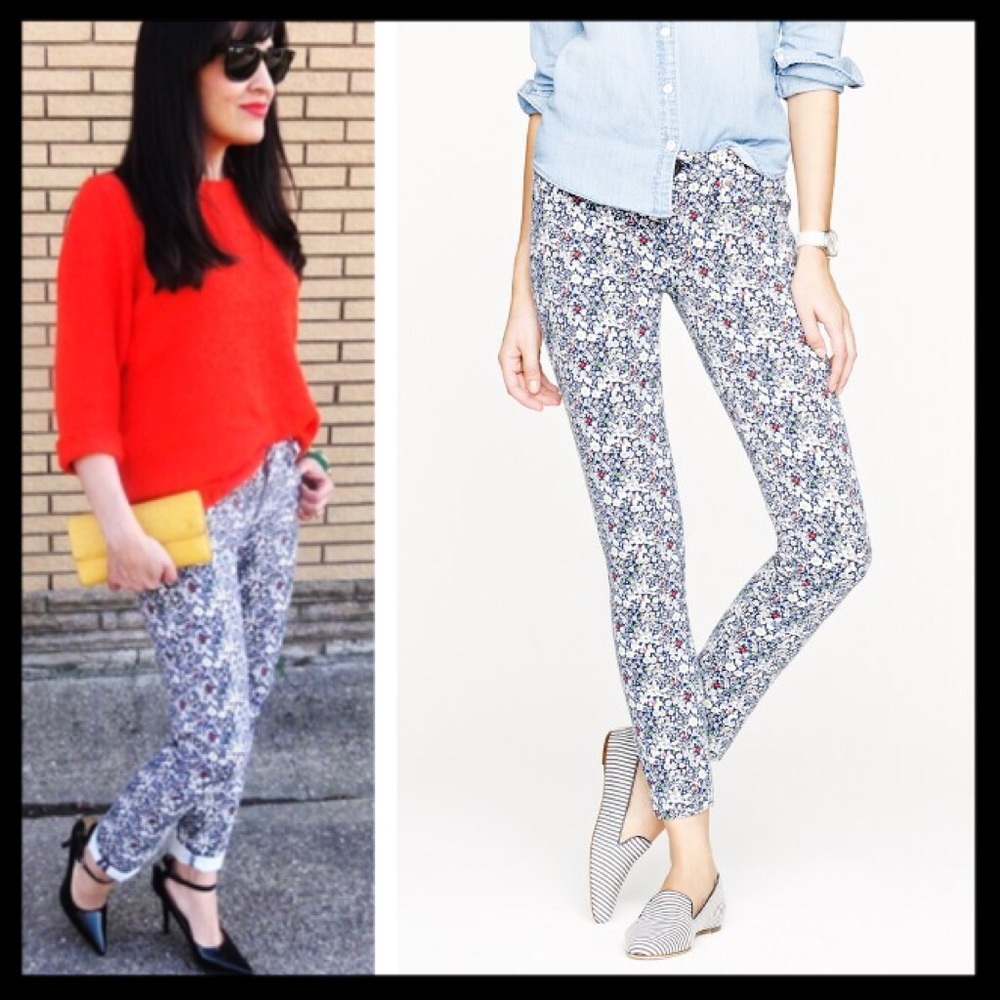 SOLD 💚 j. crew // liberty floral toothpick jeans - Picture 1 of 8