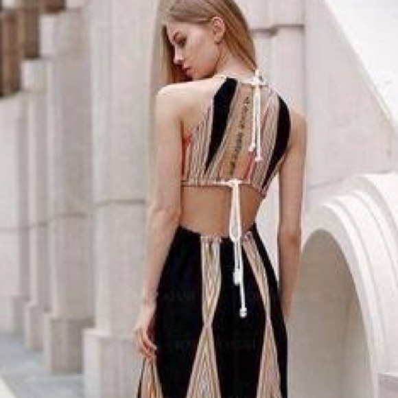 🚫SOLD🚫 Boho Maxi Dress With Double High Slits - Picture 3 of 7