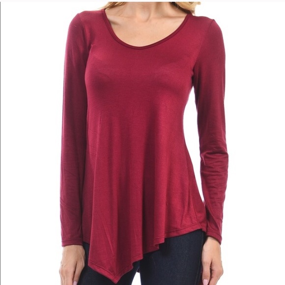 NWT Wine color Assymetrical top - Picture 2 of 3