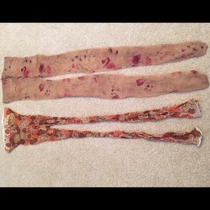 2 pairs sheer floral pantyhose tights leggings