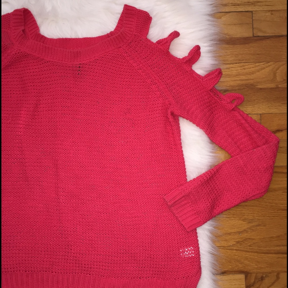 Raspberry Pacsun Sweater With Cut Out Shoulders