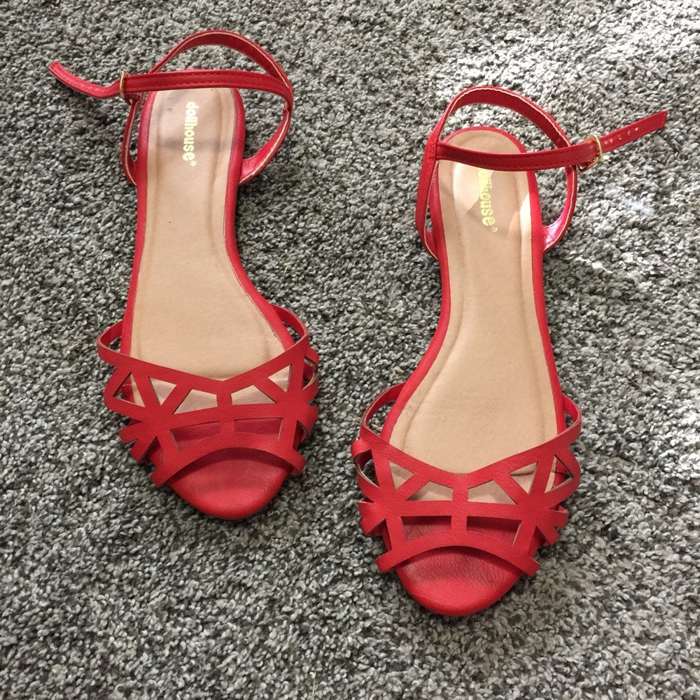 Red flat sandals