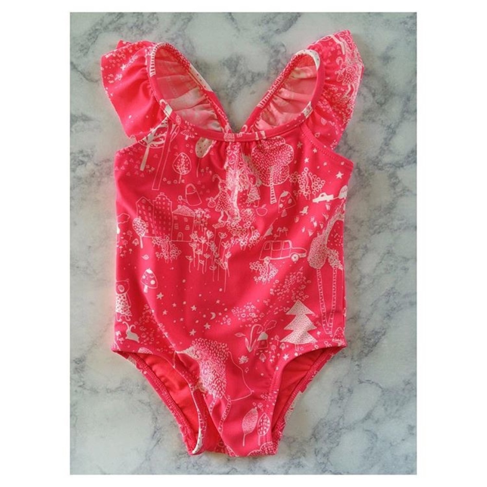 GAP Pink Woodland Print One Piece Swimsuit