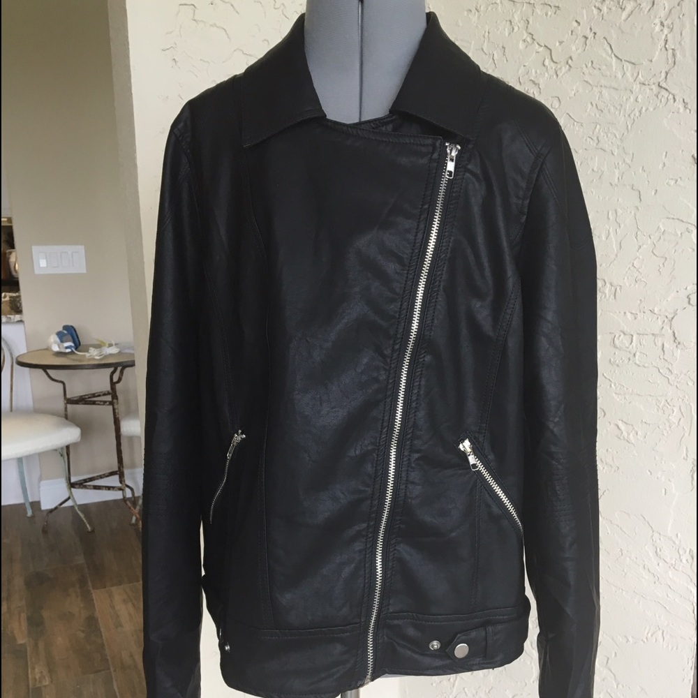 Faux leather moto jacket