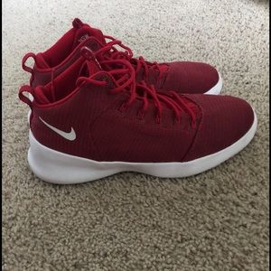 Red Nike hyper dunk shoes