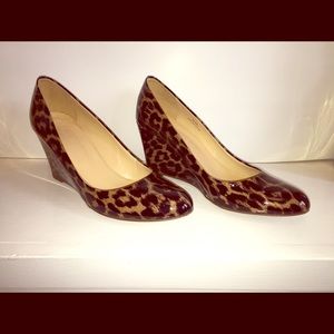 JCrew Martina Patent Leopard Wedges