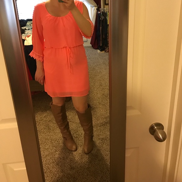 Francesca's Collections Dresses & Skirts - Bright Salmon Chiffon Dress!