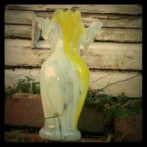 Yellow & White swirl Vase