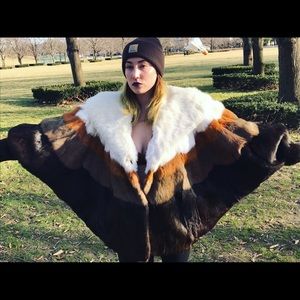 Luxury rabbit fur coat