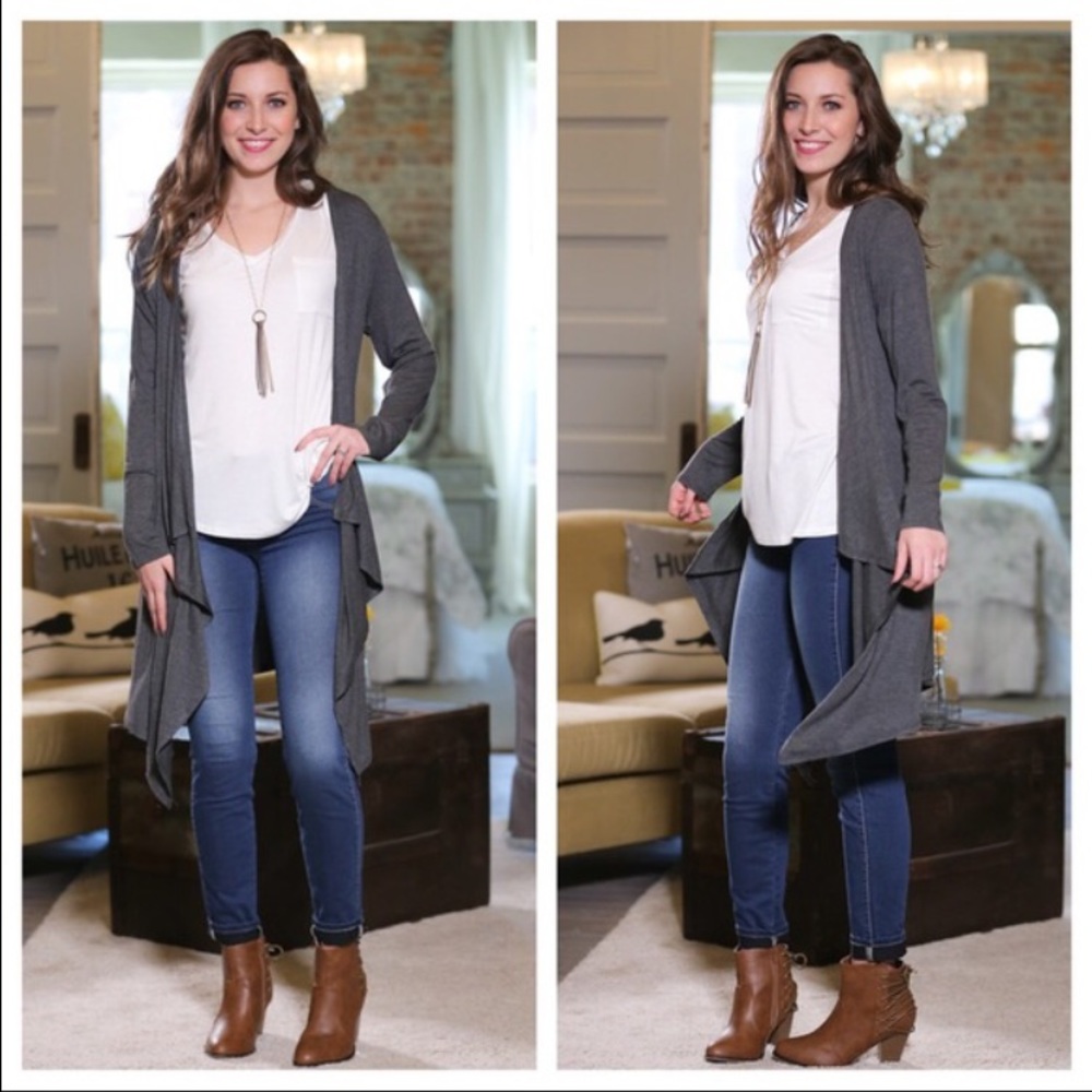 Charcoal open cardigan