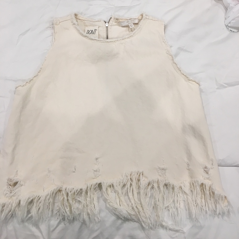 Zara limited edition frayed denim top size M