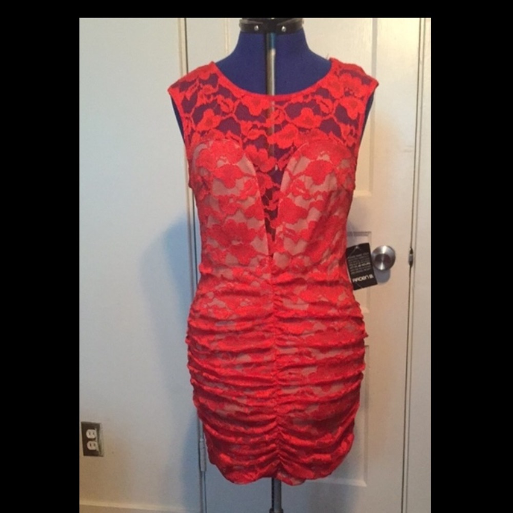 Arden B Red Lace Dress