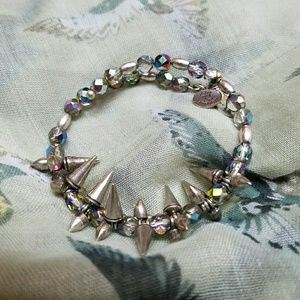 Silver iridescent spike bracelet