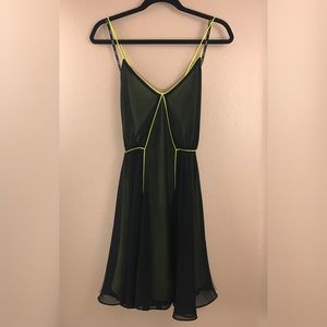 Bardot black lace w florescent slip dress