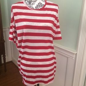 LuLaRoe red & white striped tunic size xxs