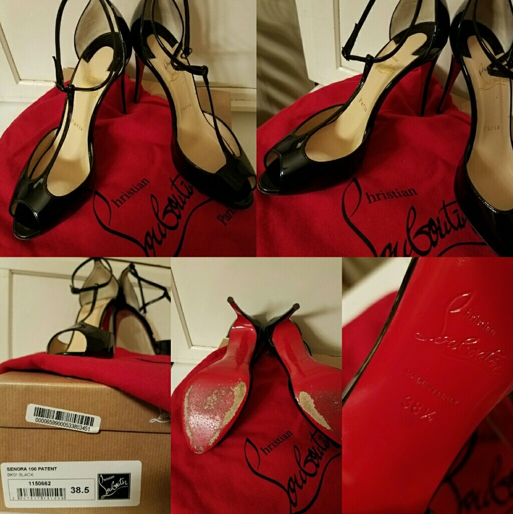 Christian Louboutin patent T strap heels