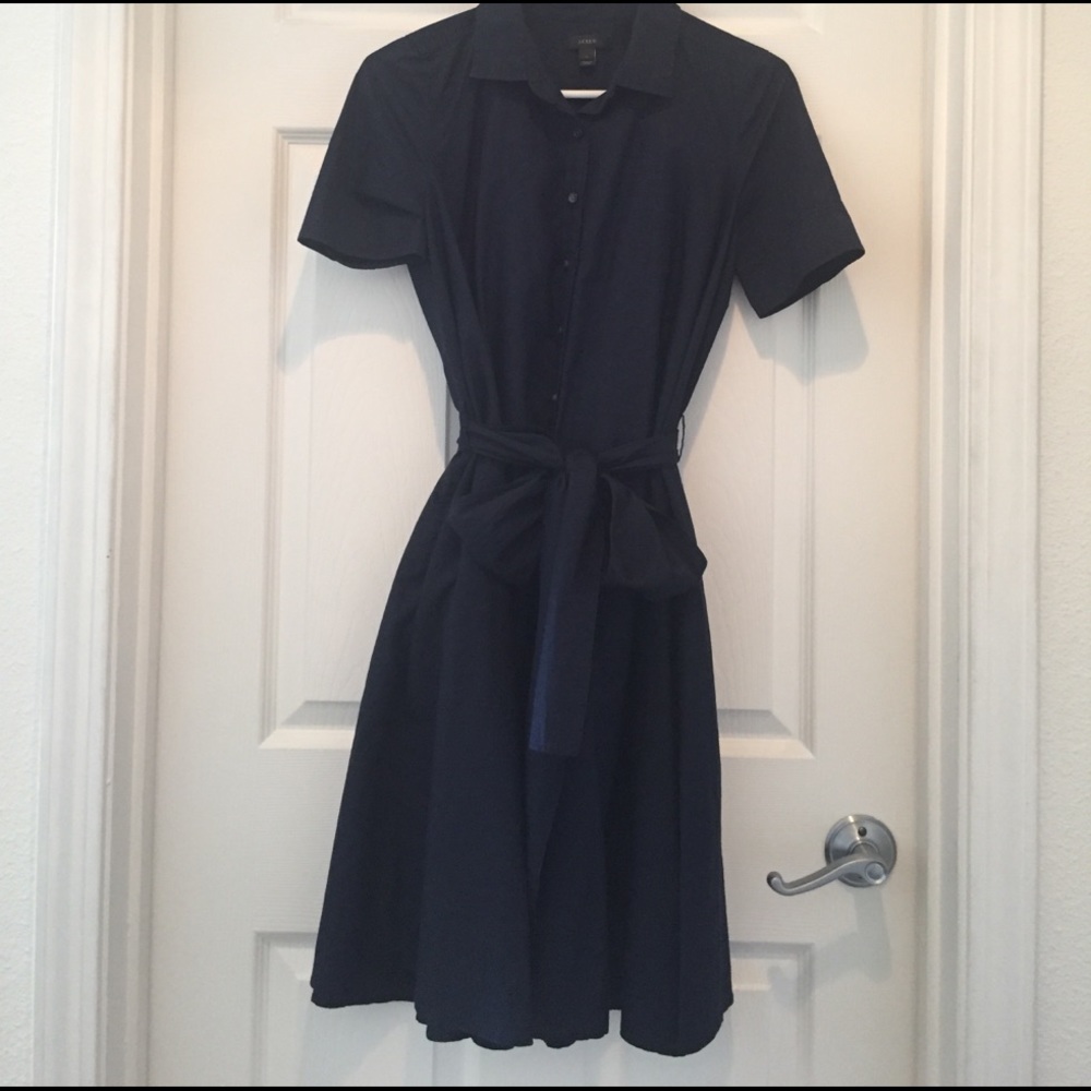J-Crew Navy Shirt Dress with Pockets