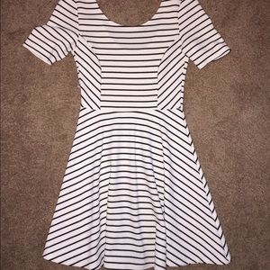 black and white striped dress