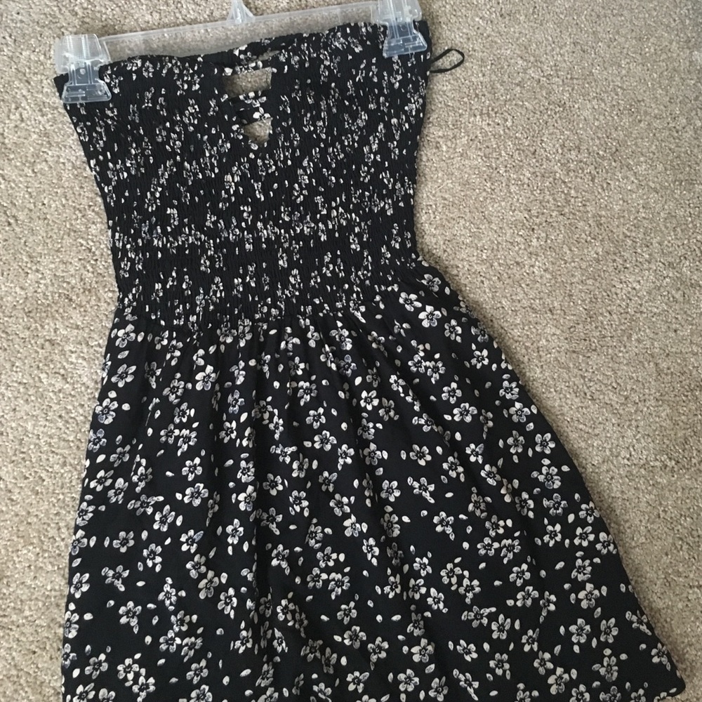 strapless black floral dress from Roommate